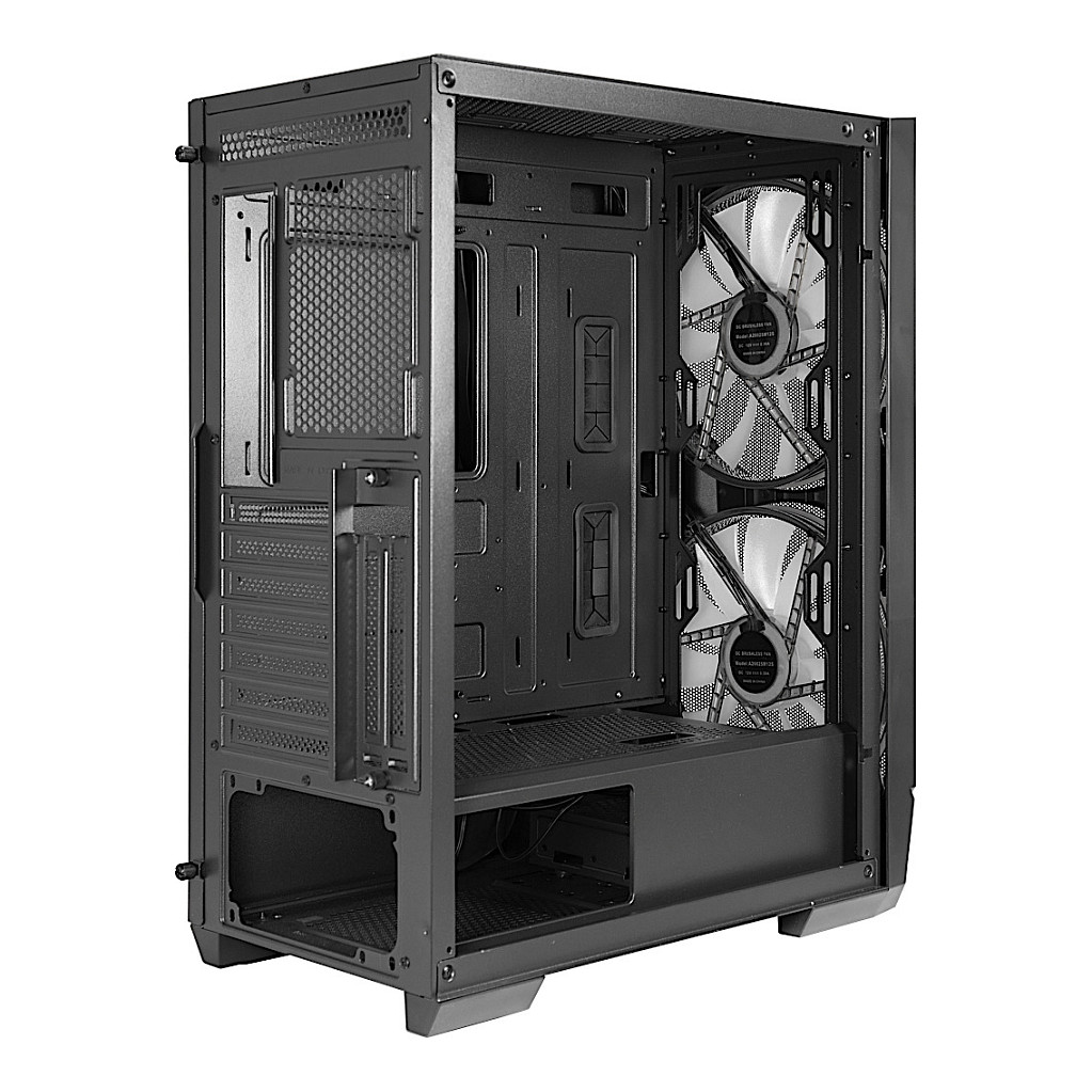 Kasë PC Inter-Tech IT-3503 Airstream / Midi Tower / eATX / ATX / 2x 200mm ARGB Fan / 1x 3.5" + 3x 2.5" Bay / Tempered Glass / USB-C - Zezë - 8