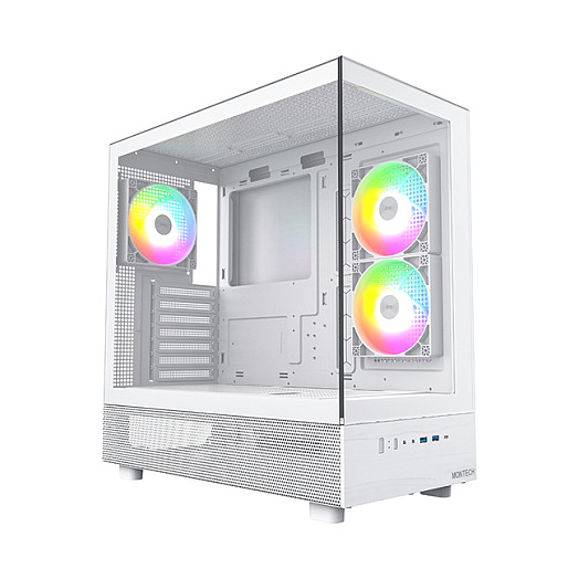 Kasë PC Montech XR / Midi Tower / ATX / 2x 120mm + 1x 120mm ARGB Fan / Tempered Glass - Bardhë