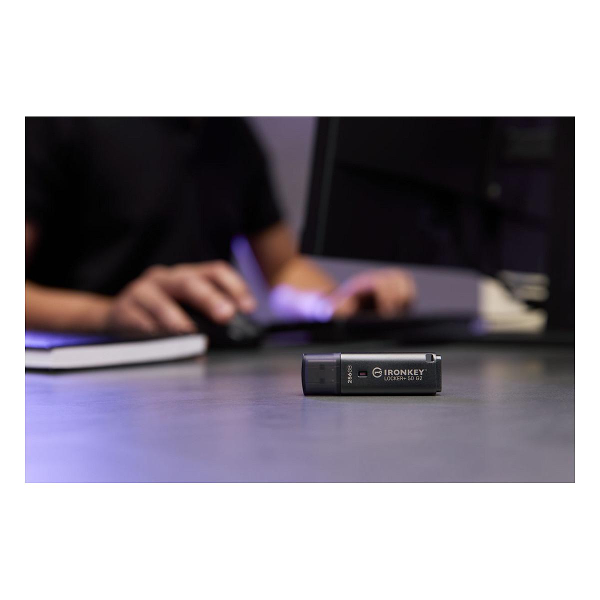 USB Flash Drive Kingston IronKey Locker+ 50 G2, 256GB, USB 3.2 Gen 1, AES 256-bit, FIPS 197 – Zezë - 8