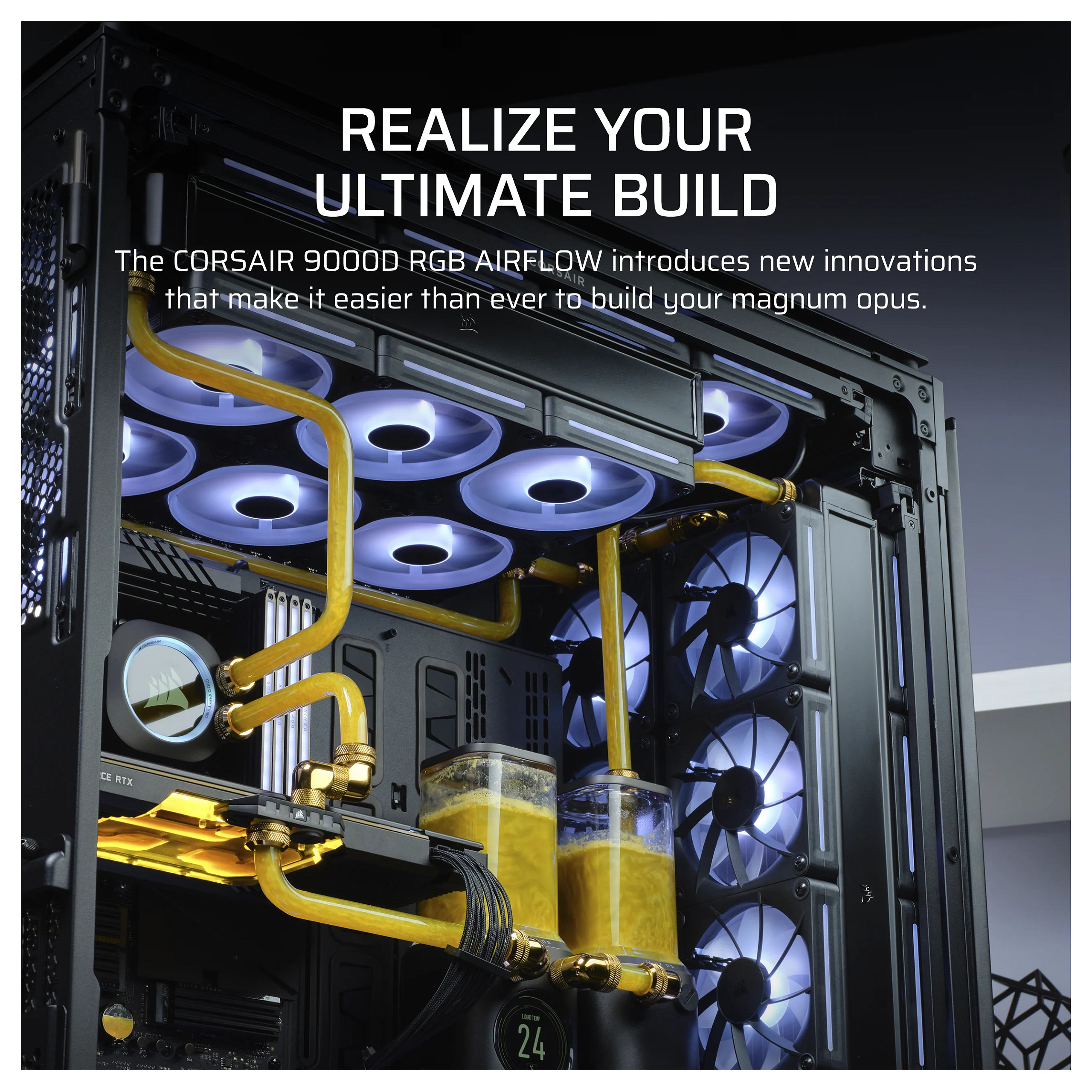 Kasë PC Corsair 9000D RGB AIRFLOW / Super Full Tower / E-ATX + ATX / 18x 120mm Fan Support / Tempered Glass - Zezë - 3
