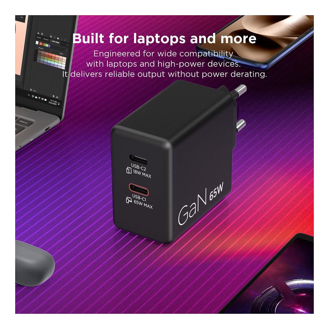 Adapter për Pajisje Lenovo Dual USB-C 65W GaN / 65W / USB Type-C / AC - Zezë - 10