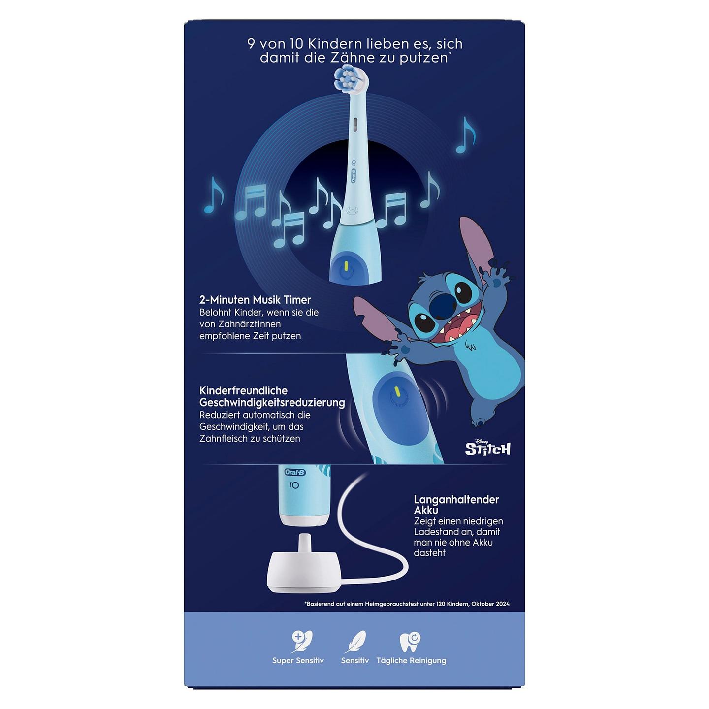 Furçë dhëmbësh elektrike për fëmijë Oral-B iO Kids 6+ / Stitch / 3 Modalitete / Kohëmatës 2 Minuta / Kuti Udhëtimi – Blu/Bardhë - 3