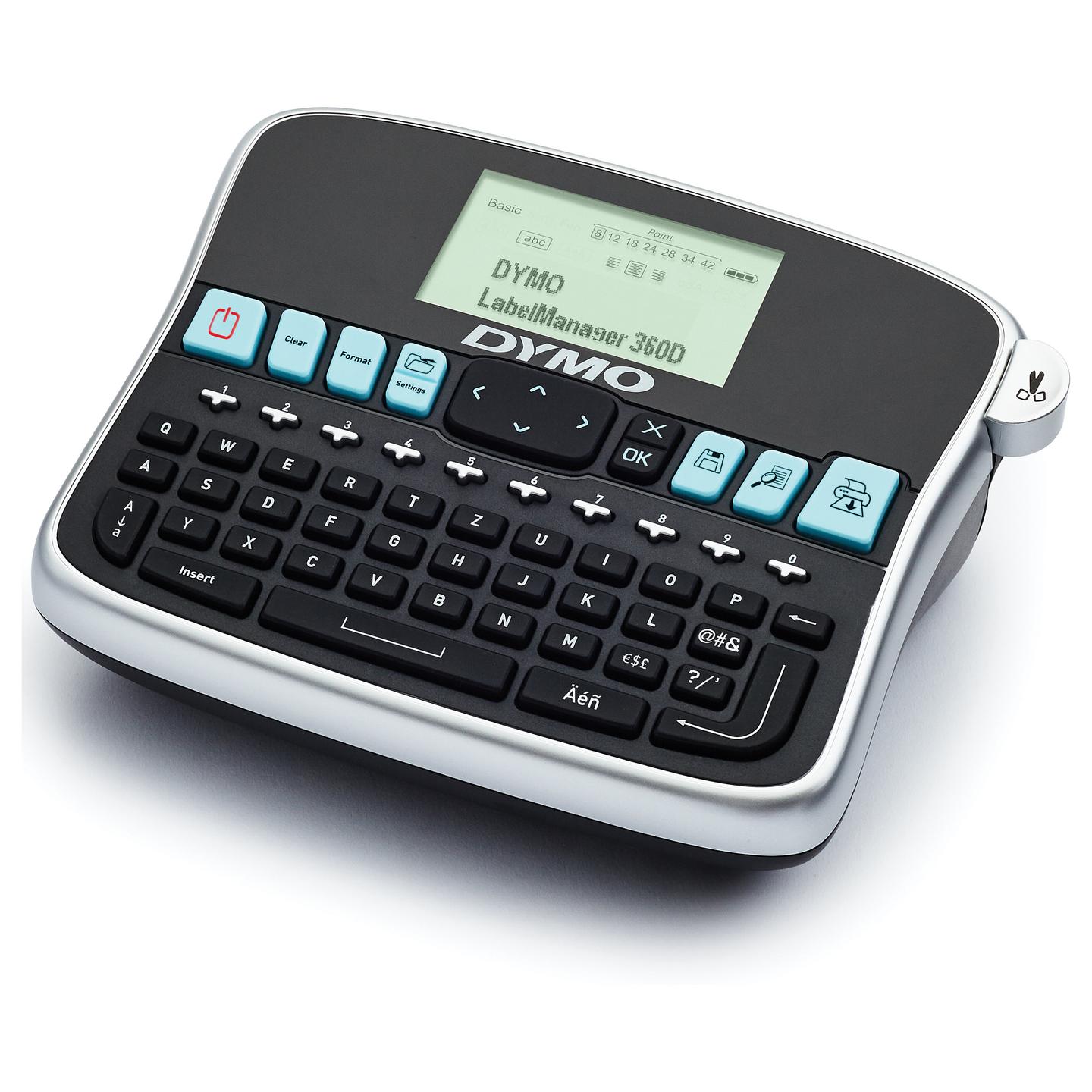 Printer Label Dymo LabelManager 360D, QWERTZ, D1, 6–19 mm, 180 dpi - Zezë/Argjend - 2
