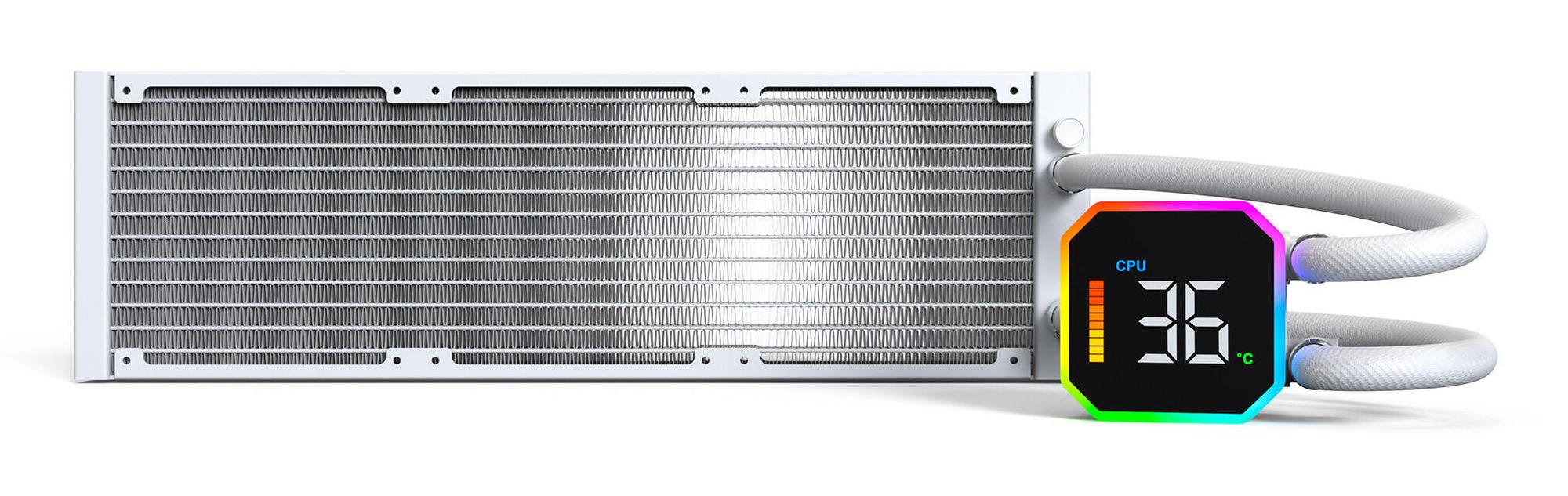 Ftohës me ujë për procesor Montech HyperFlow Digital 360 / 360mm / 3x 120mm ARGB Fan / 800-2200 RPM / Digital Display – Bardhë - 4