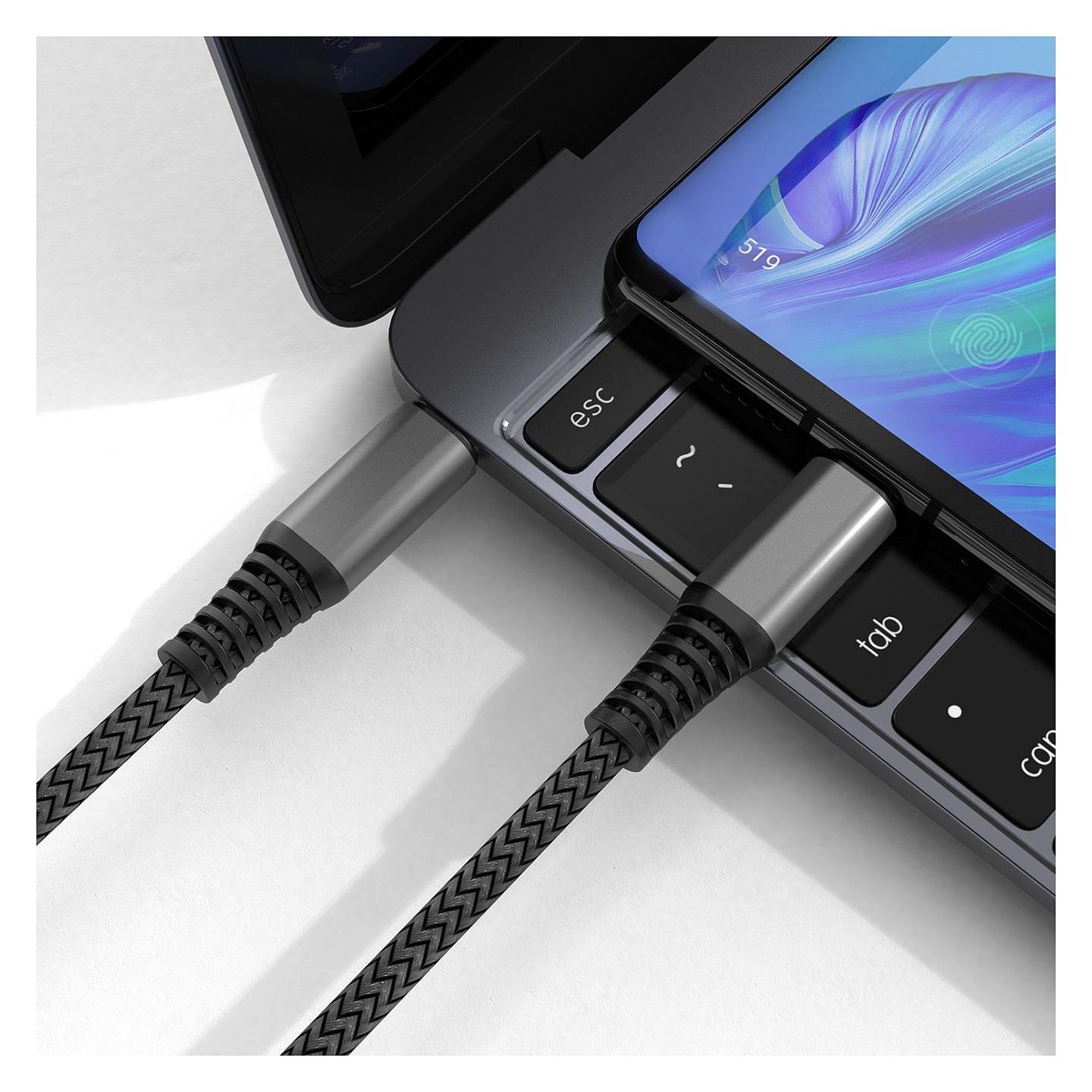 Kabllo USB 4smarts PremiumCord 456267 / USB-C në USB-C / 3m / 100W / USB 2.0 / 480 Mbps / PD 3.0 / Nylon - Zezë - 7