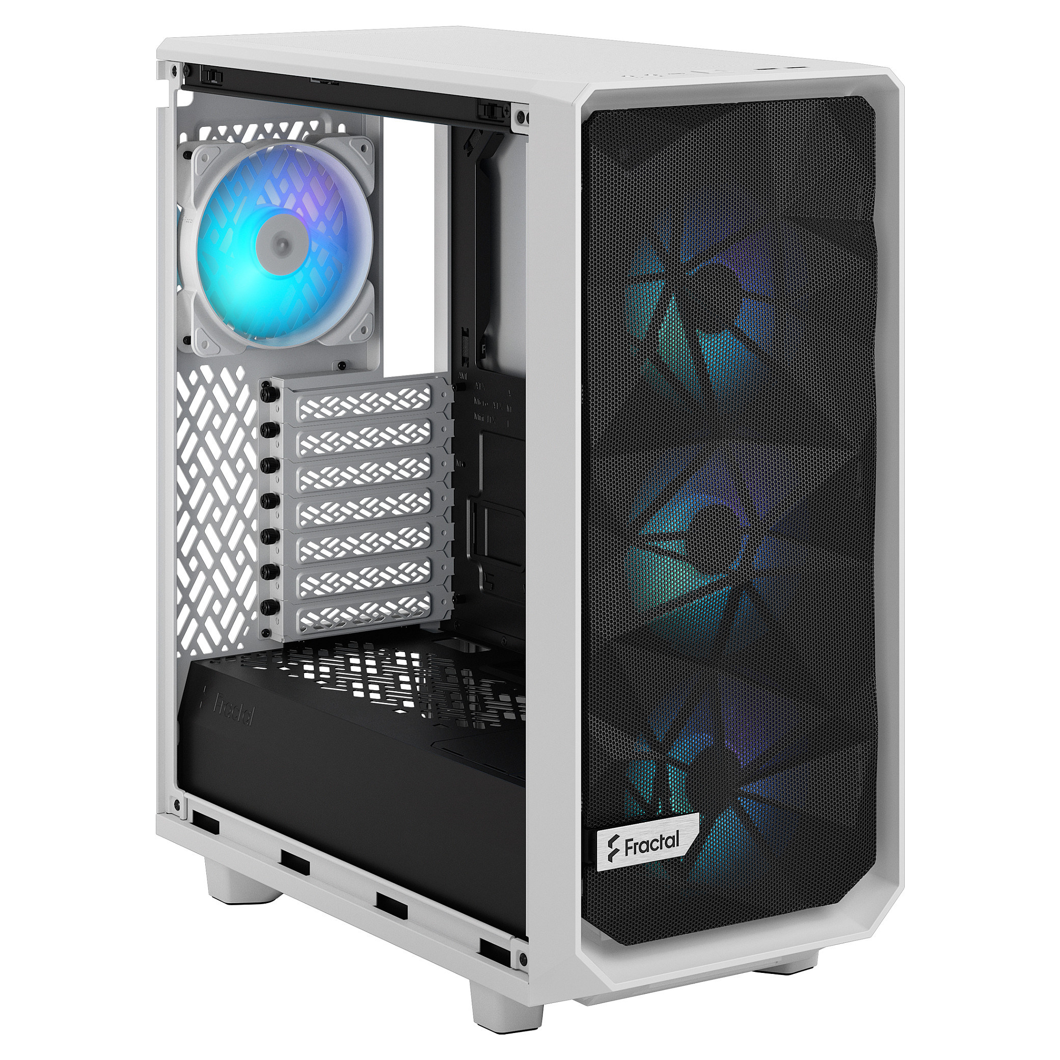 Kasë PC Fractal Design Meshify 2 Compact RGB / Mid Tower / ATX / 3x 120mm + 1x 120mm RGB Fan / Tempered Glass - Bardhë - 9