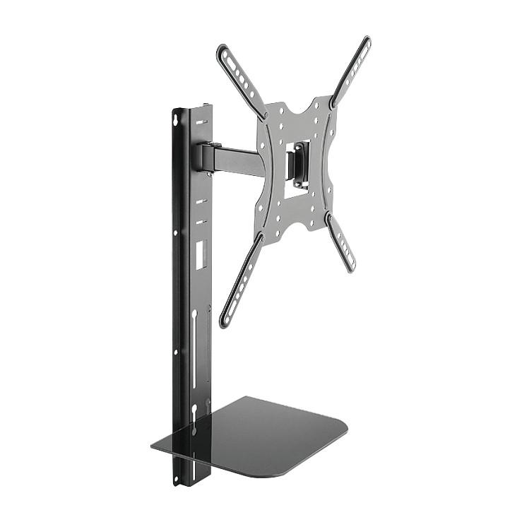 Mbajtëse për TV LogiLink BP0048 , 32–55" , deri 30kg , për mur , e pjerrët -10°/+3° , e rrotullueshme -70°/+70° , VESA 100x100–400x400 , me raft - Zezë