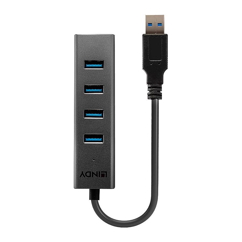 Splitter USB Lindy 43324 / USB 3.2 Gen 1 / 4x USB-A / 5 Gbit/s / 0.3 m - Zezë - 2
