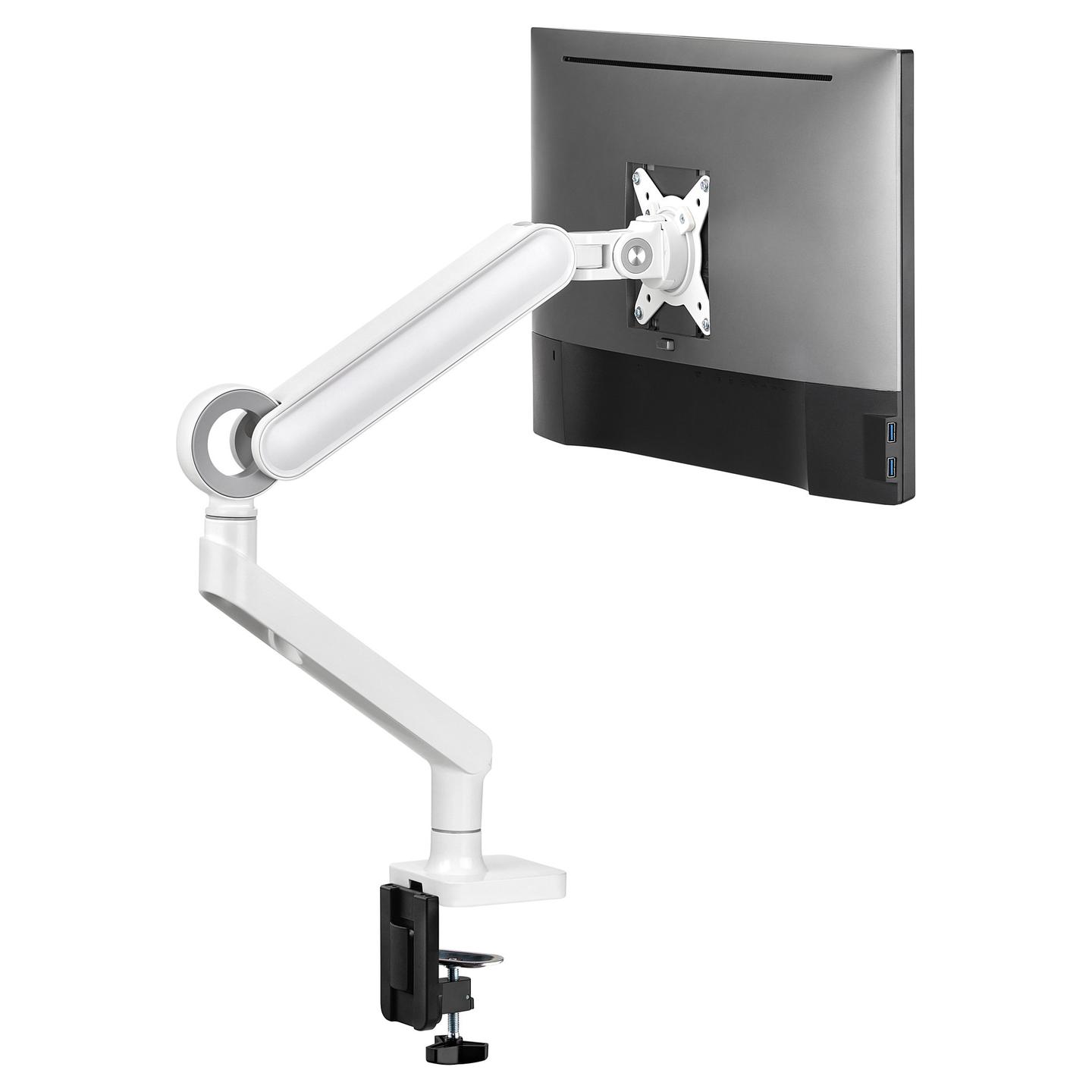 Mbajtëse për Monitor Equip 650185 / 1 Monitor / 17"-35" / 10.5kg / Gas Spring / Clamp-Grommet / Tilt ±40° / Swivel ±90° - Bardhë - 3