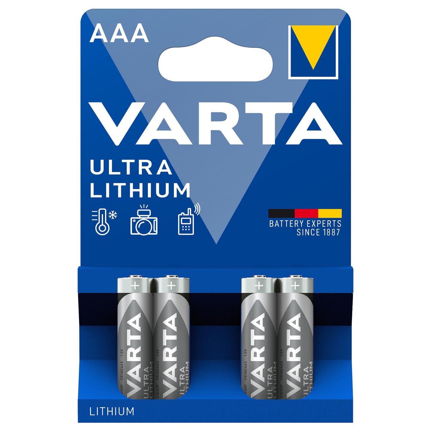 Bateri AAA (LR03) 1.5V / Ultra Lithium / 4Pack / Varta - 3