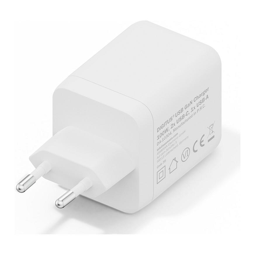 Adapter Digitus DA-10304 / 100W / GaN / 2x USB-C + 1x USB-A / Fast Charging - Bardhë - 5
