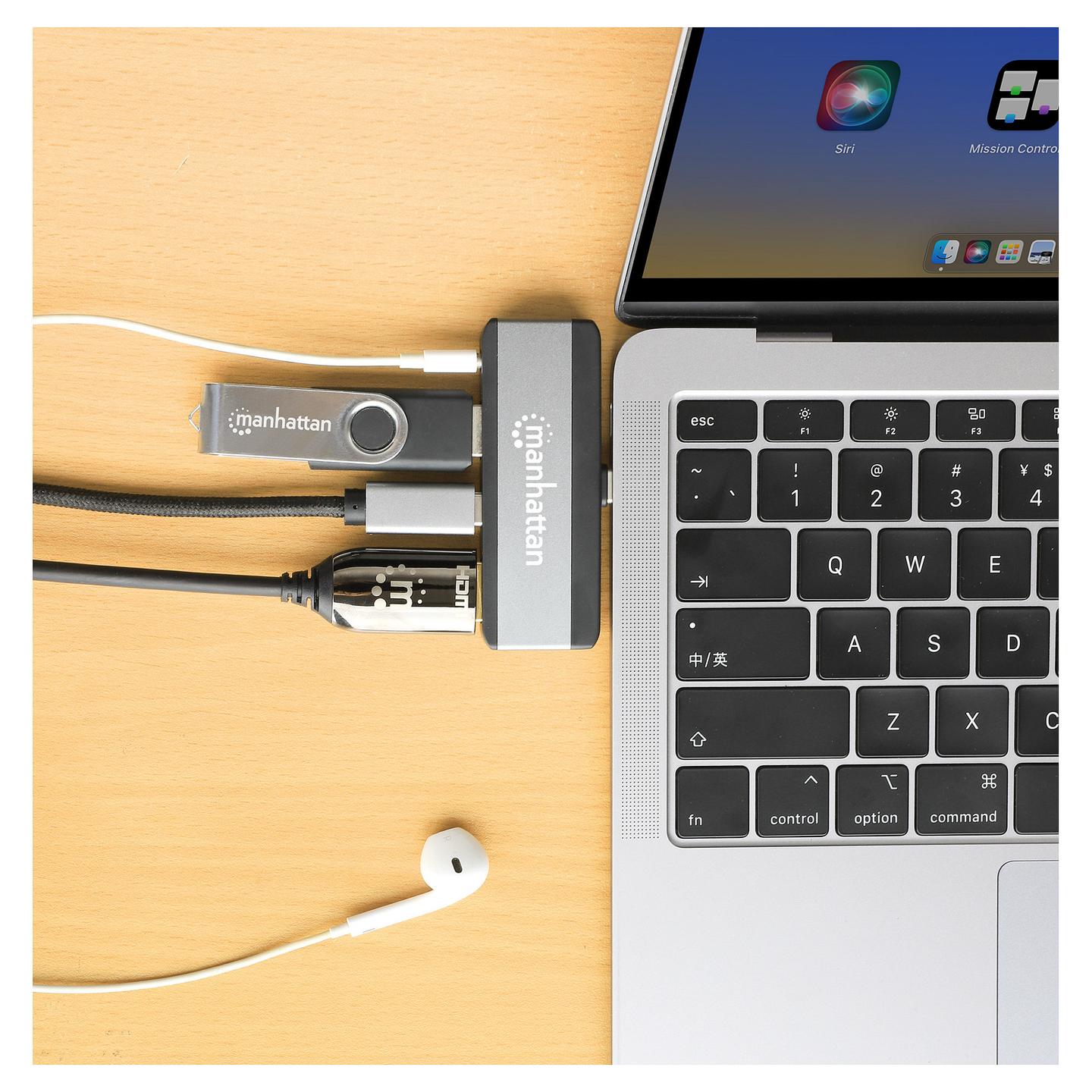 Docking Station Manhattan 190404 / 1x USB-A / 1x USB-C / HDMI / 3.5mm Audio / 100W PD – Hiri - 6