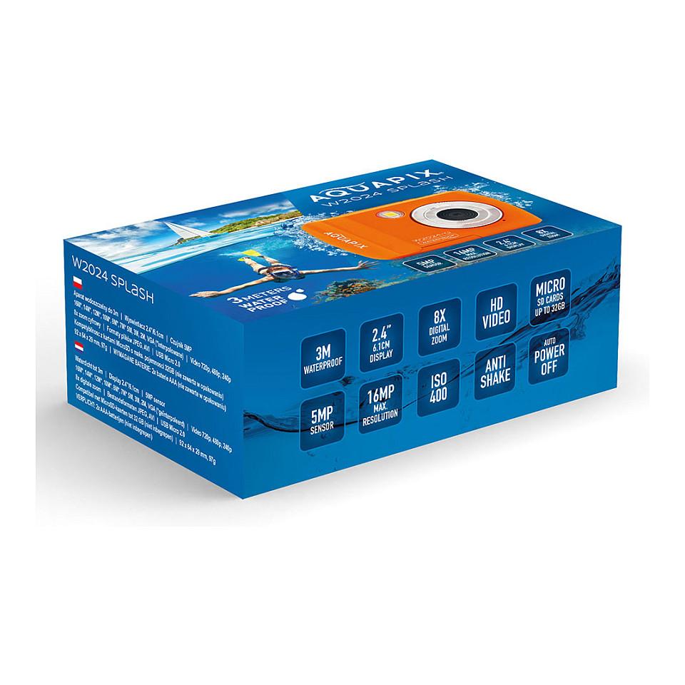 Kamerë digjitale EASYPIX W2024 Splash / 5MP / 8x Zoom Digjital / 2.4" LCD / 720p / Waterproof deri 3m / Self-Timer 2s/5s/10s / Flash - Portokalli - 6