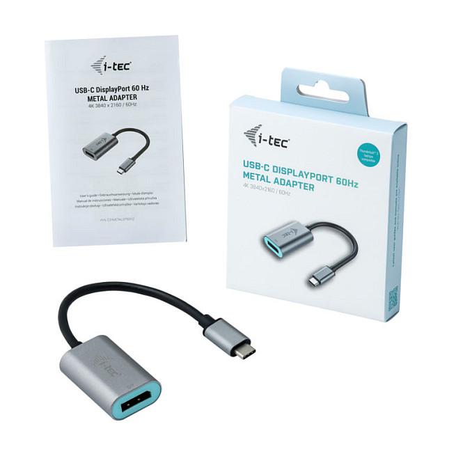 Adapter USB-C në DisplayPort i-tec C31METALDP60HZ, 15cm, 4K 60Hz, USB4, Thunderbolt 3/4, Metal - Hiri - 4