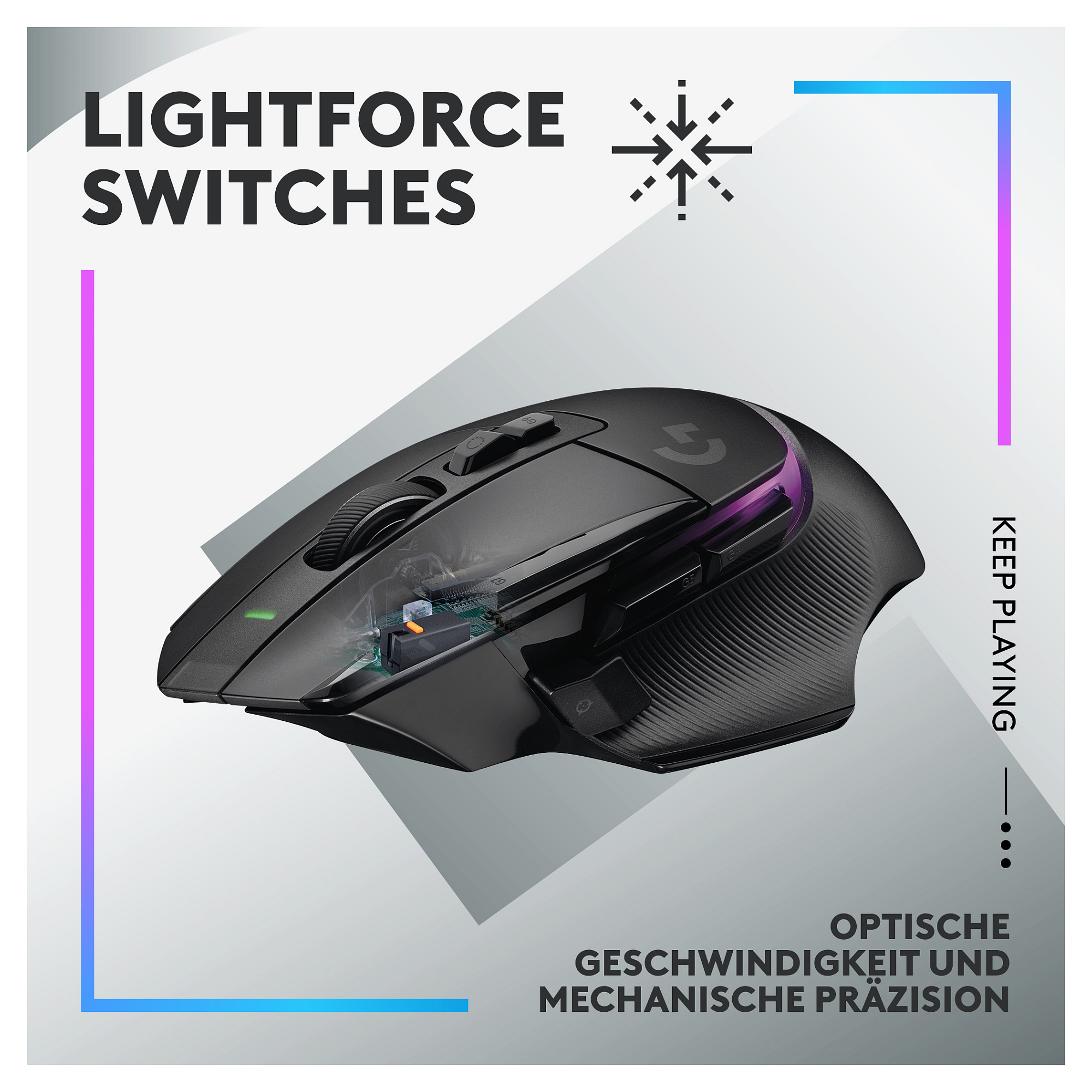 Maus Gaming Logitech G G502 X Plus / Wireless / HERO 25K / 25.600 DPI / 13 Butona / RGB - Zezë - 7