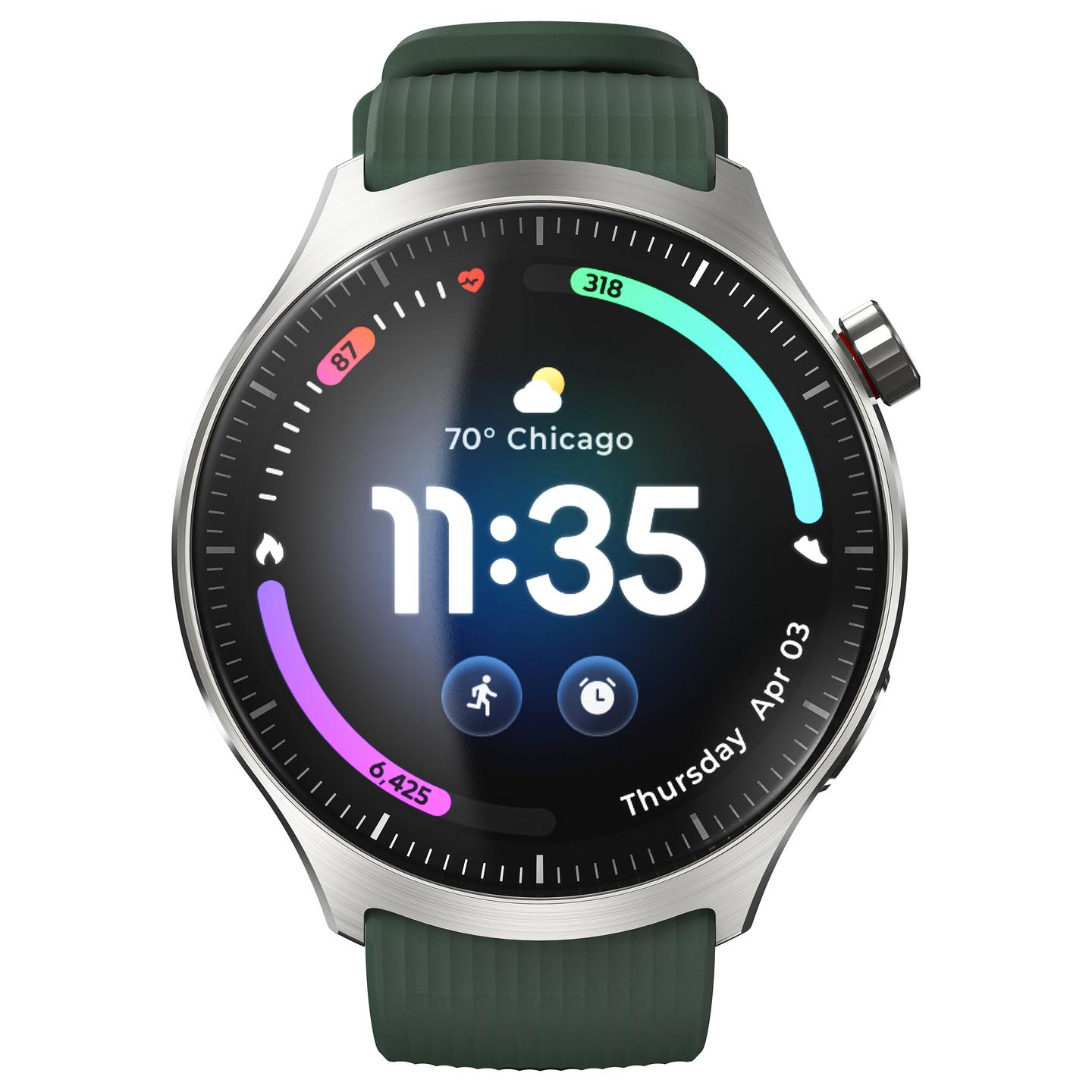 Orë e Mençur Motorola moto watch ultra, 1.5", pOLED, 32GB, Snapdragon W5+ Gen 1, LTE, Wi-Fi, GPS - Argjend/Gjelbër