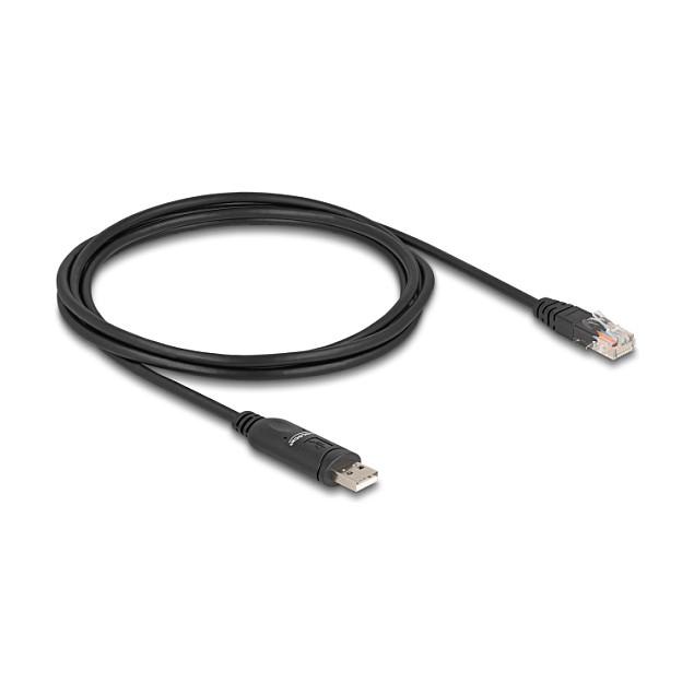 Kabllo USB DeLOCK 64304 / USB 2.0 Type-A në Serial RS-232 RJ45 / FTDI FT232R / 1.8 m - Zezë