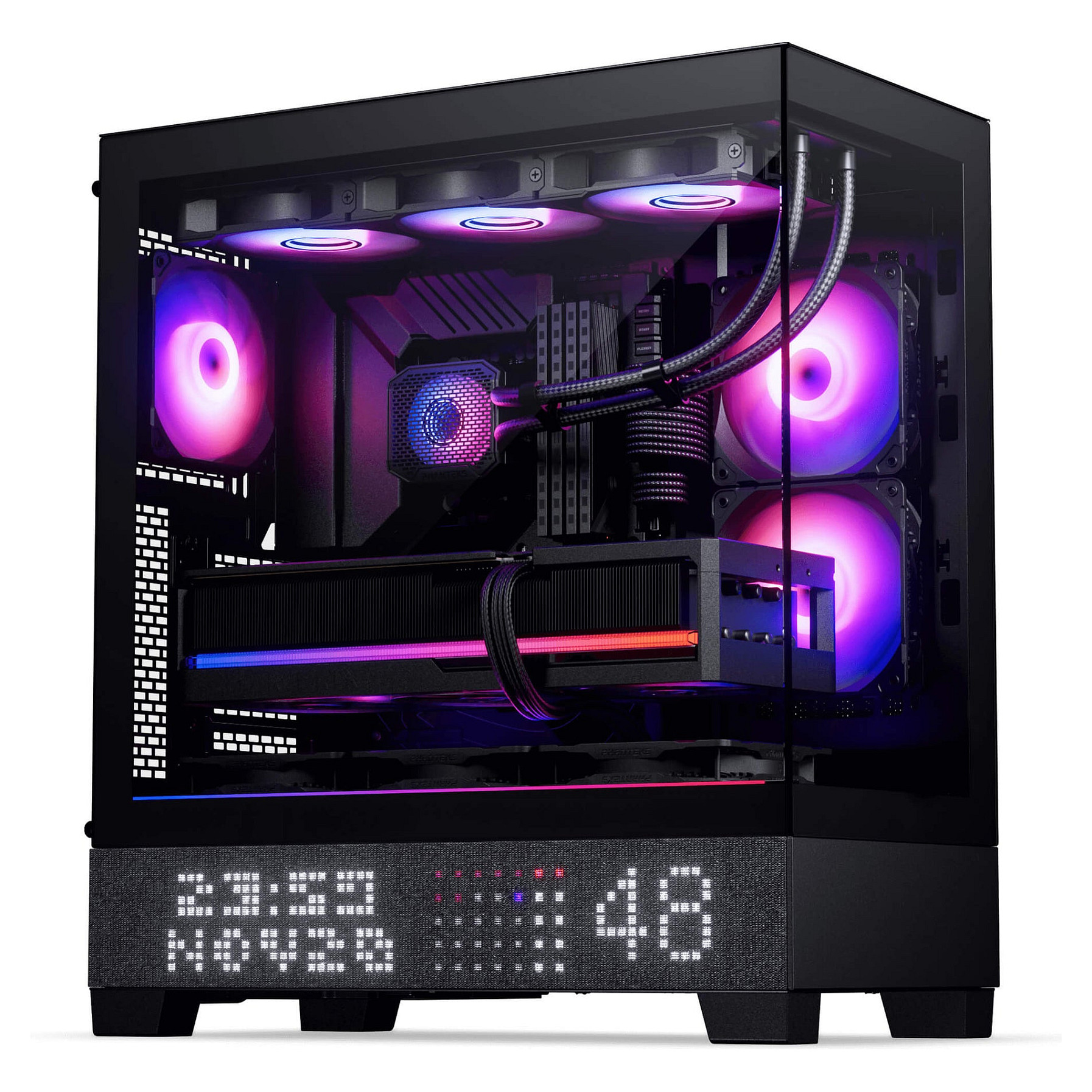 Kasë PC Phanteks XT View Matrix / Midi Tower / ATX / 2x 120mm + 1x 120mm Fan / Tempered Glass / Matrix Display - Zezë - 10