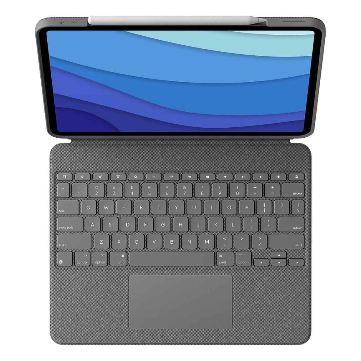 Case me Tastierë për Tablet Logitech Combo Touch, iPad Pro 12.9", QWERTZ, Trackpad, Backlit - Hiri - 3
