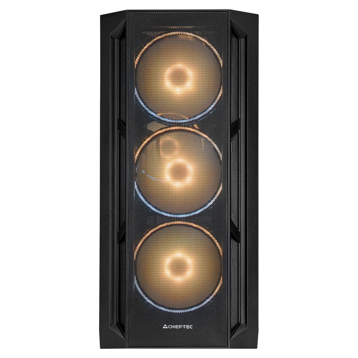 Kasë Chieftec APEX LUMO Mesh GA-01B-L-OP, Midi-Tower, E-ATX, 4x140mm ARGB, Xham i Temperuar, USB Type-C - Zezë - 4