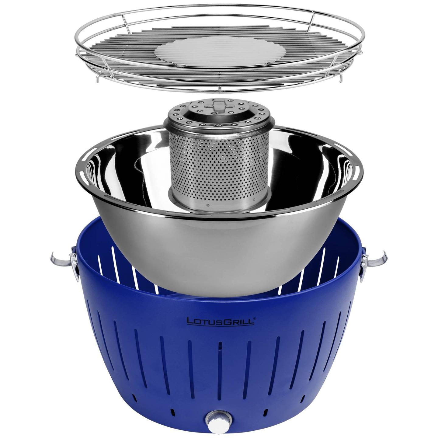 Grill LotusGrill G34 U BL, 32cm, me Qymyr, me Ventilator, USB, 4x AA - Blu - 4