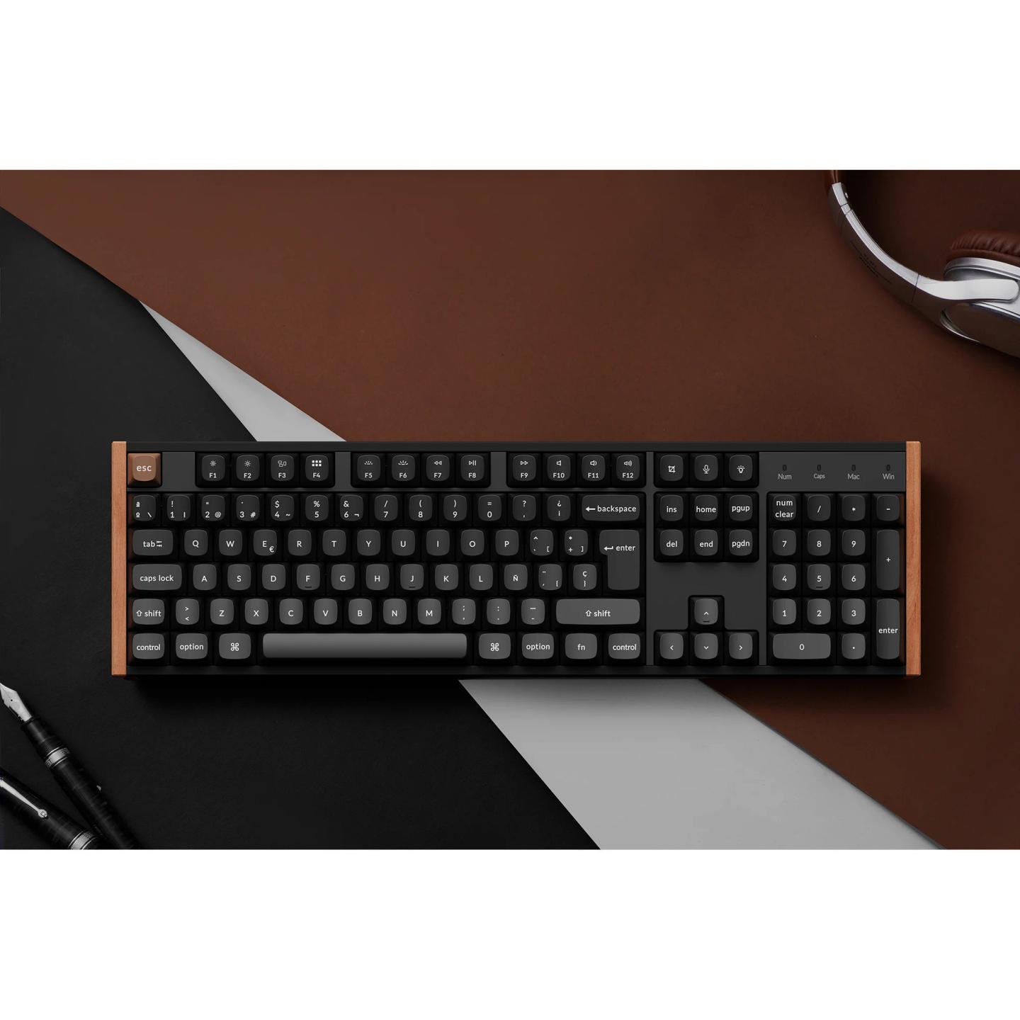 Tastierë Gaming Keychron K10 HE / Full-Size / Mekanike Hall Effect / Gateron Double-Rail Nebula / Hot-Swap / RGB / Wired&Wireless / USB-C / Bluetooth + 2.4 GHz / Gjerman - Zezë/Kafe - 3