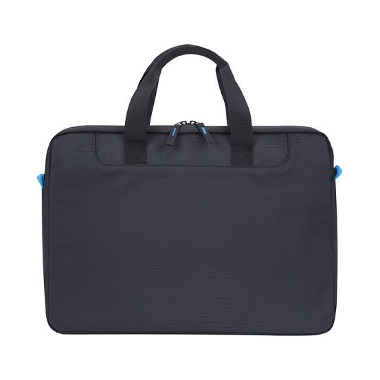 Çantë për Laptop RIVACASE Regent 8027, 14", Poliester Rezistent ndaj Ujit, Ndarje e Mbushur, Xhep i Përparmë, Rrip Shpatulle i Rregullueshëm – Zezë/Blu - 2