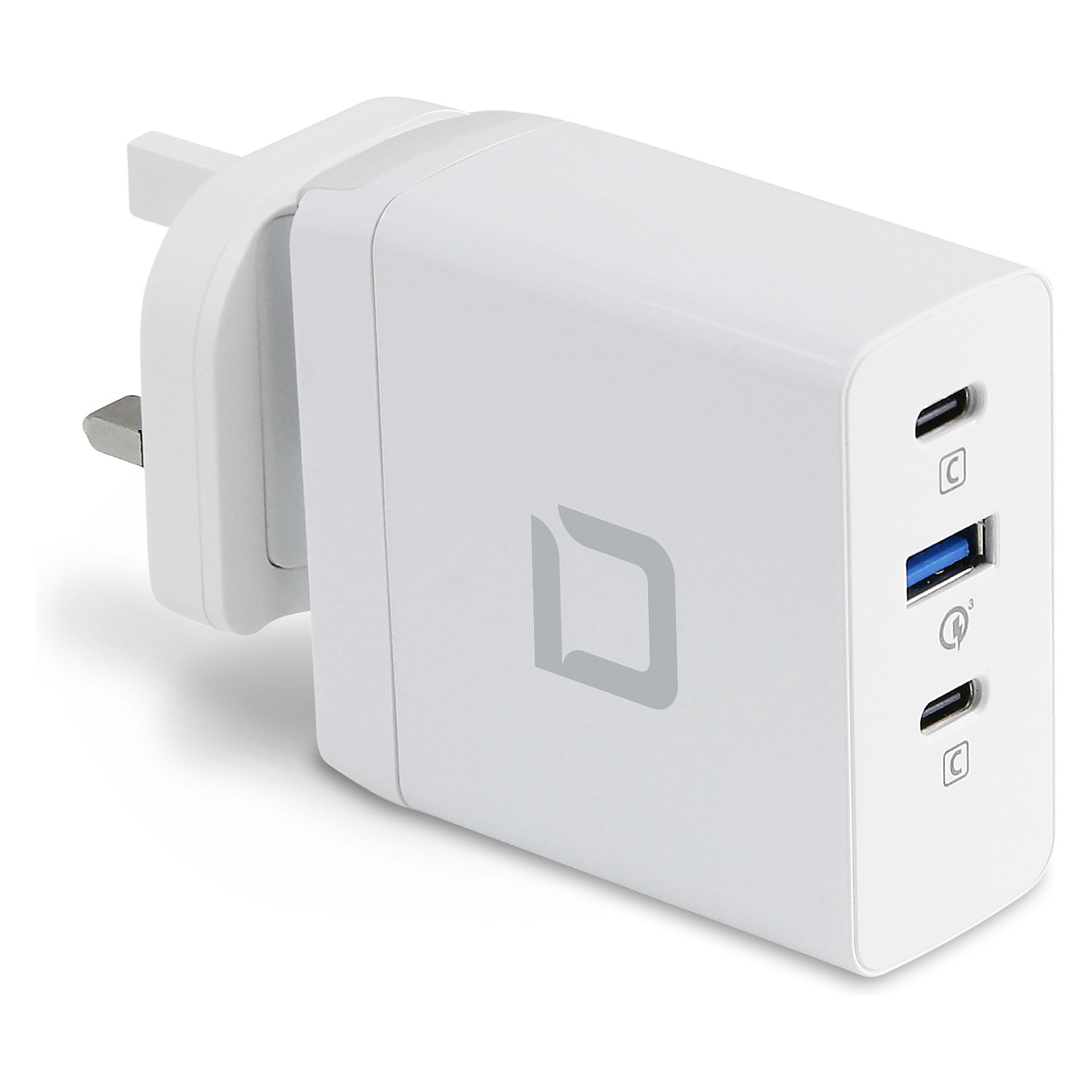 Adapter për Laptop DICOTA D31983 / 100W / GaN / USB-C PD / 2 × USB-C + USB-A - Bardhë - 6