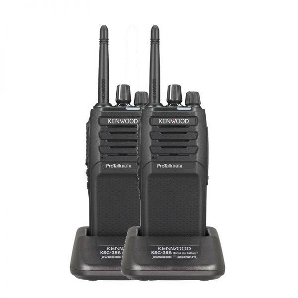 Radiolidhje PMR446 Kenwood TK-3701D / 6 Copë / 48 Kanale / Analog & Digital / VOX / IP54/IP55 - Zezë