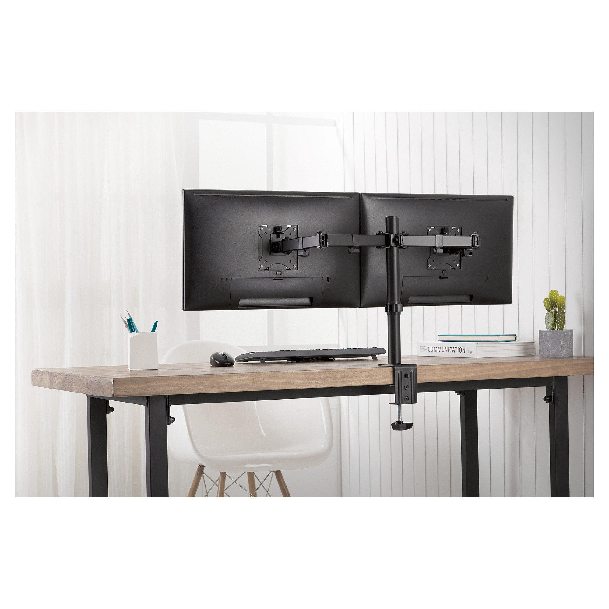 Mbajtëse për Monitor DIGITUS / 15″–32″ / deri në 16 kg / për 2 Monitorë / Lartësi të Rregullueshme - Zezë - 2
