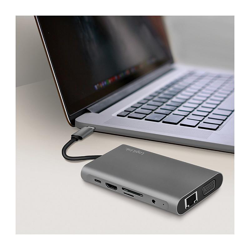 Docking Station LogiLink UA0383, USB 3.2 Gen1, USB-C, 10-Port, Power Delivery 100W - Argjend - 6