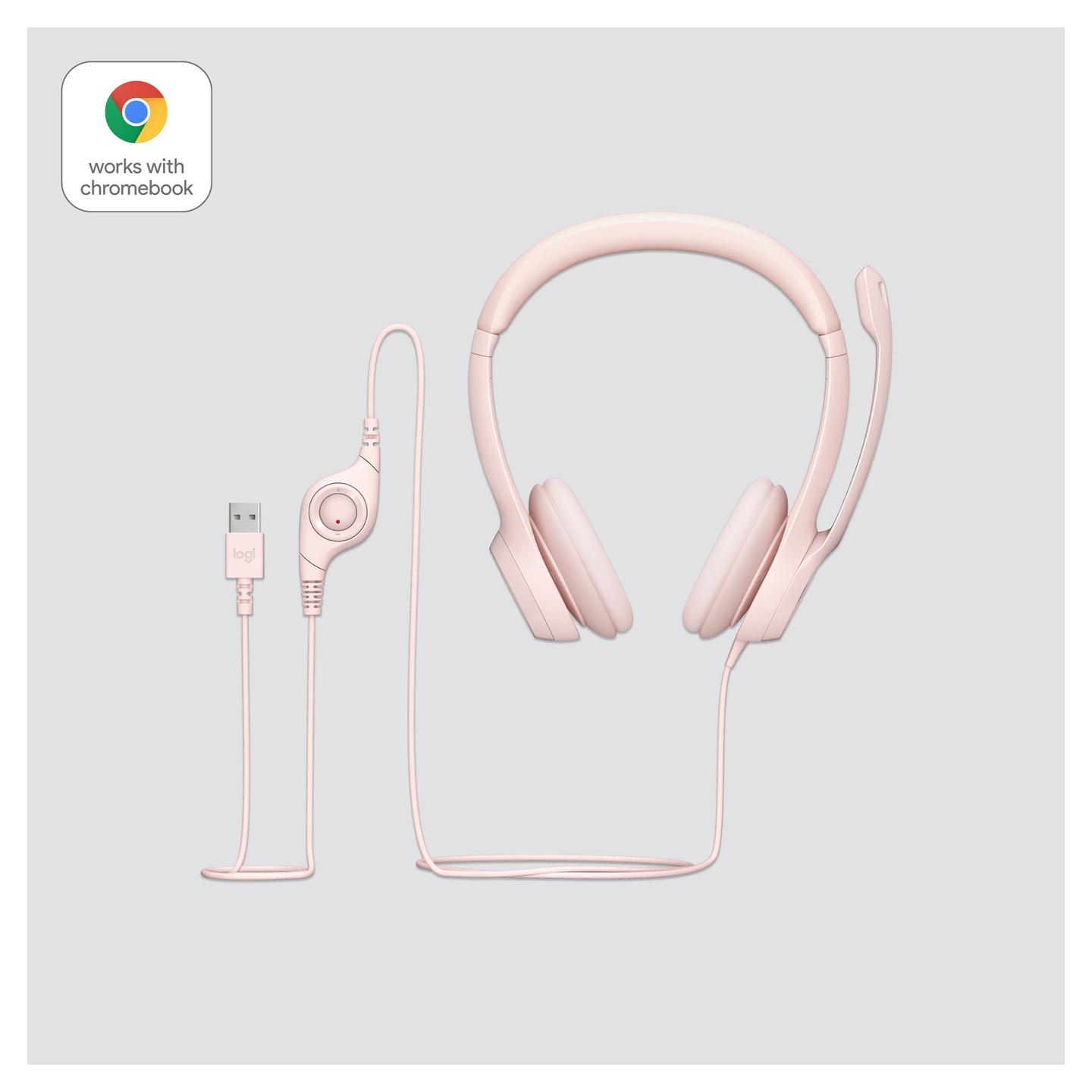 Kufje me kabllo Logitech H390 / 981-001281 / USB-A / Noise-Cancelling Mic / 1.9m Kabllo / On-Ear - Rozë - 6