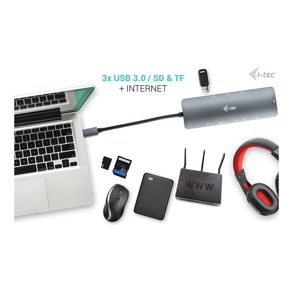 Docking Station i-tec C31NANOLANPD100, USB-C, HDMI 4K 60Hz, 3x USB-A, Gigabit Ethernet, Power Delivery 100W - Gri - 9