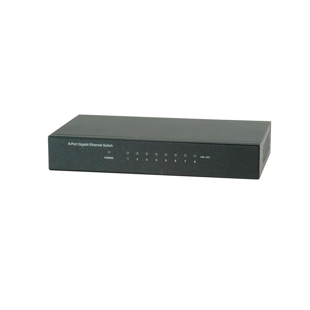 Switch ROLINE 21.14.3521, 8 porta Gigabit Ethernet RJ45, 10/100/1000 Mbps, Unmanaged, kasë metalike - Zezë - 2
