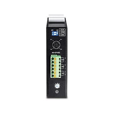 Switch Industrial TRENDnet TI-PG541, 4 porta Gigabit PoE+, 1 portë Gigabit Ethernet, 1 portë SFP, PoE 120W, Switching Capacity 12Gbps, IP50, montim në shinë DIN - Zezë - 4