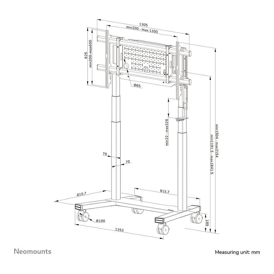 Mabjtëse për TV/Monitor Neomounts FL55-975BL1, 75–115", 160kg, Motorik, VESA 200x200–1200x600 - Zezë - 19