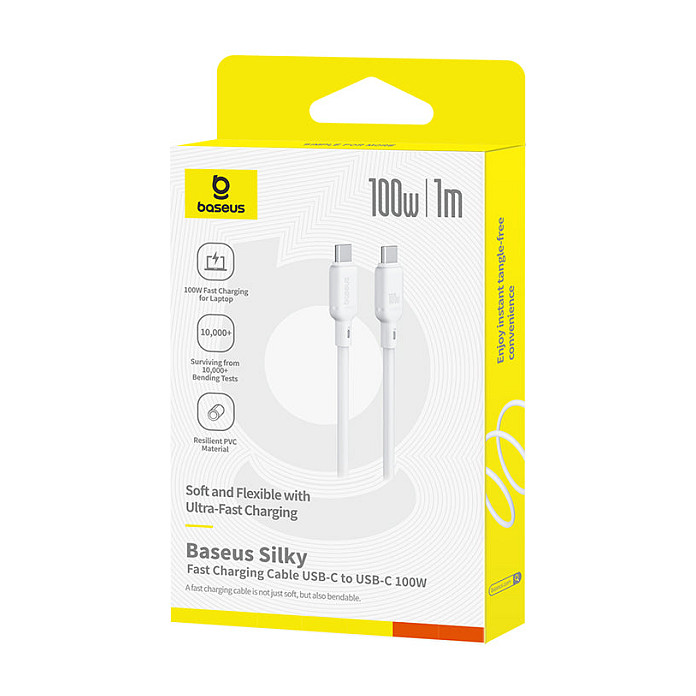 Kabllo USB Baseus P10377704213-00 / USB-C në USB-C / USB 3.2 Gen 1 / 480Mbps / 1m – Bardhë - 4