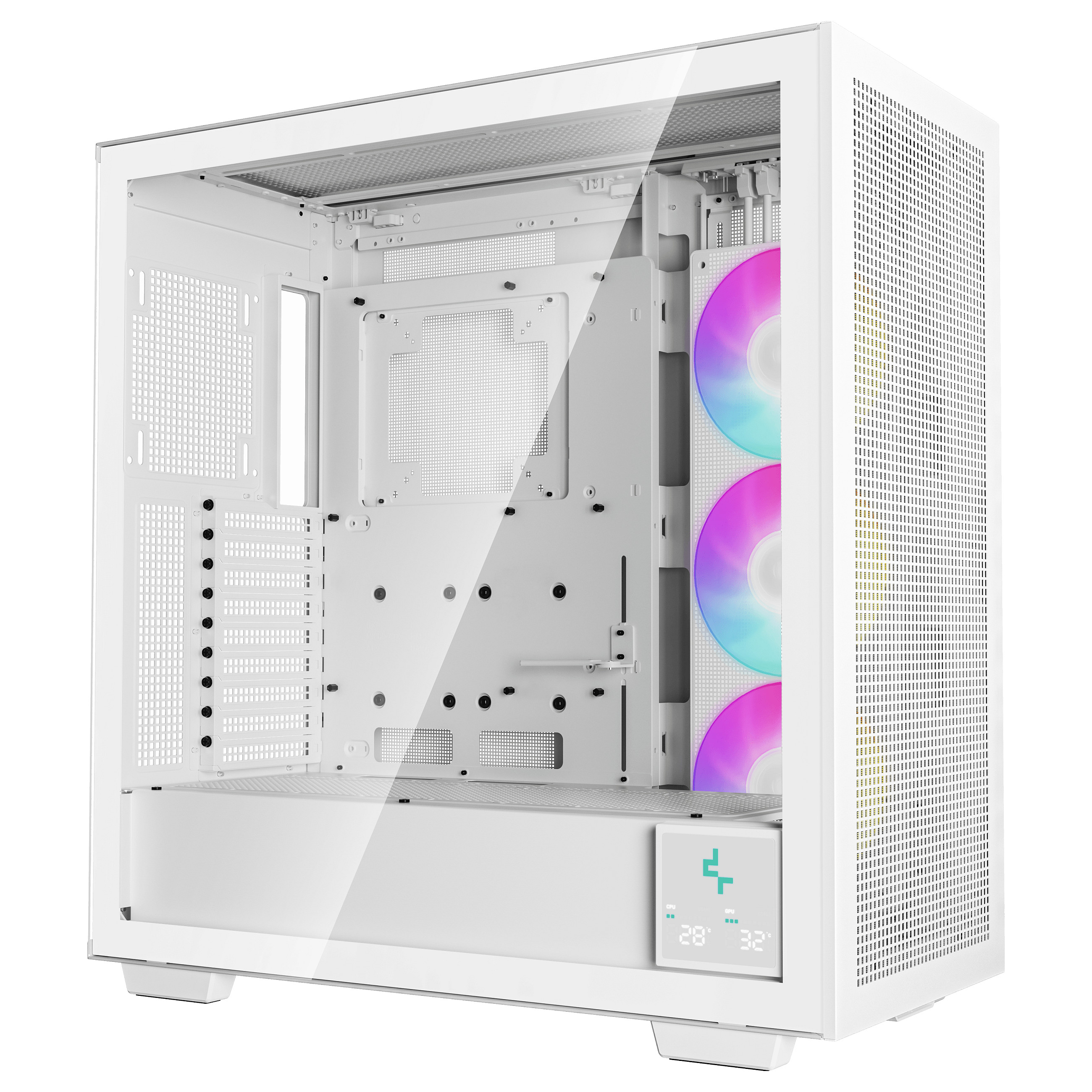 Kasë PC DeepCool Morpheus / Tower / E-ATX / 3x 120mm + 3x 140mm + 2x 180mm + 2x 200mm Fan Support / Tempered Glass / 420mm Radiator / ARGB / Digital Display - Bardhë - 2