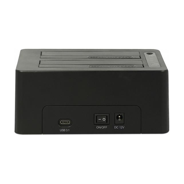 Docking station DeLOCK 63957, për 2x HDD/SSD SATA 2,5", 3,5", USB-C 10 Gbit/s, klonim pa PC - Zezë - 2