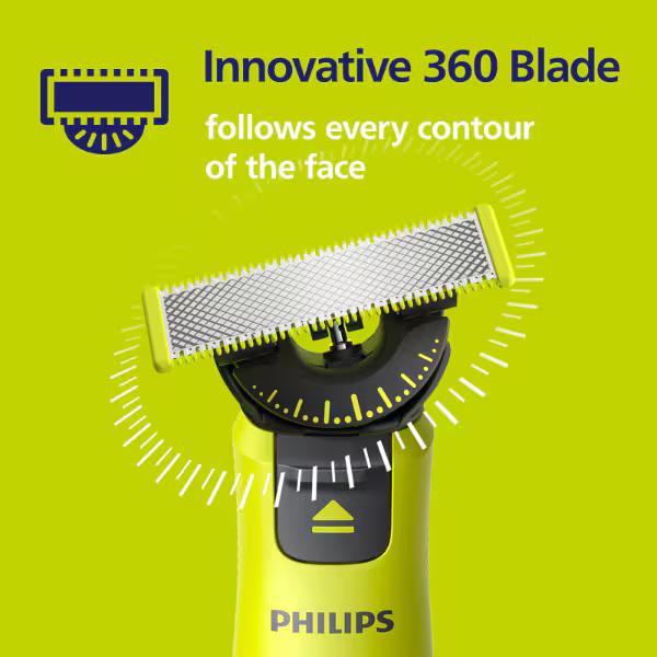 Teh zëvendësues për makinë rroje Philips OneBlade 360 QP624/50 / 360 Blade / Dual Protection / Contour-Following / Body Kit / 2 Copë - Zezë/Argjend/Gjelbër - 3