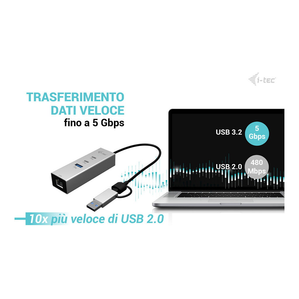 Hub i-tec CAMETALG325HUB / 2x USB-C / 1x USB-A / 2.5GbE – Argjend - 9