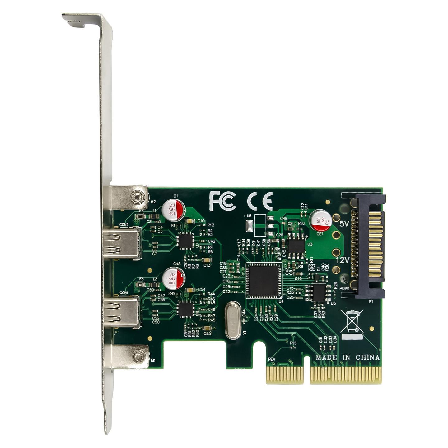 Kartë Zgjerimi Conceptronic EMRICK13G, PCI Express 3.0 x4, 2x USB-C 3.2 Gen 2, 10Gbps, ASM3142, Low Profile - 2