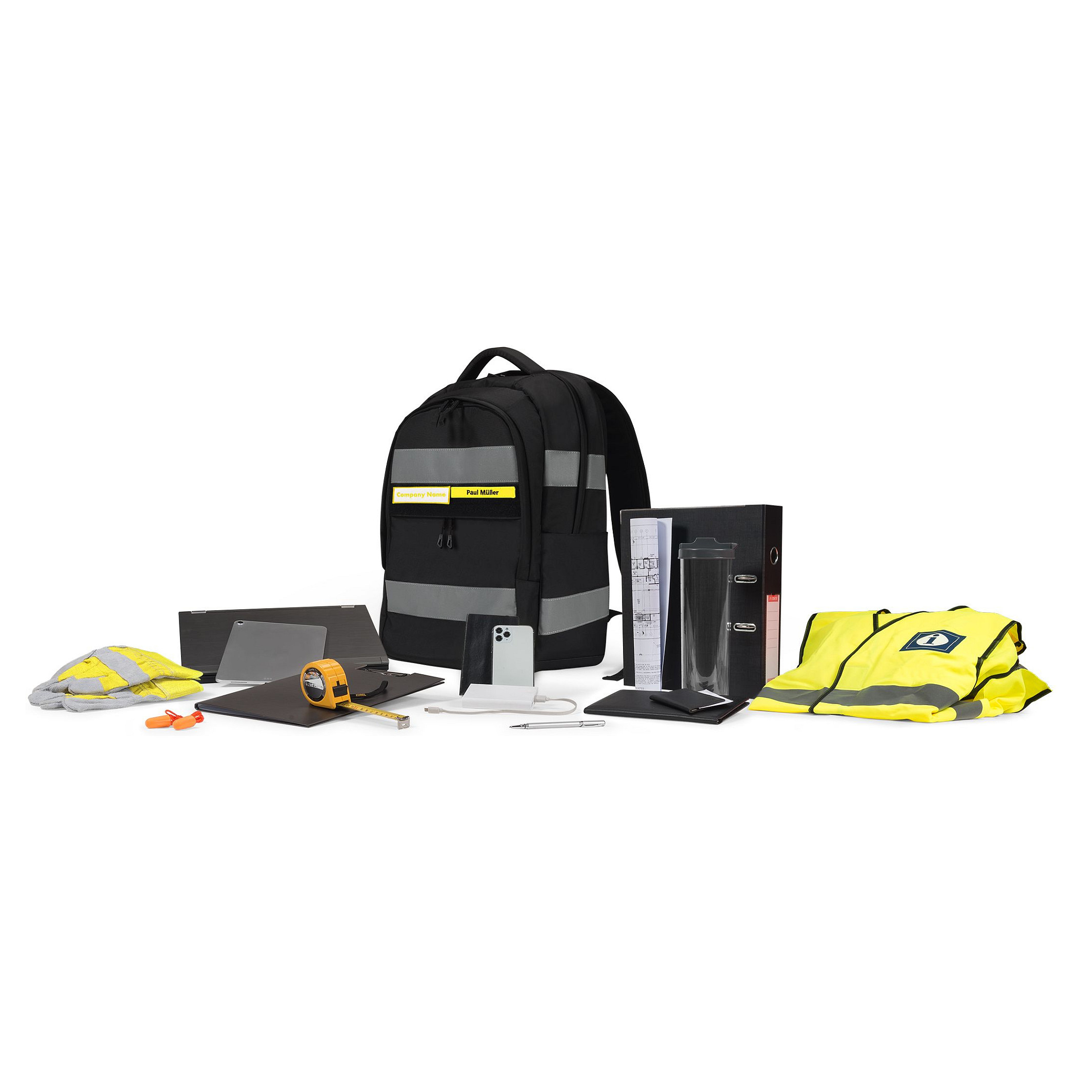Çantë DICOTA Hi-Vis V2 / 15.6" / 25L / 600D rPET / Reflective / Rain Cover - Zezë - 15
