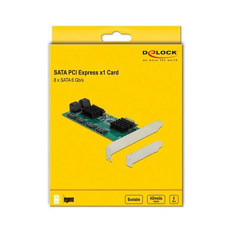 Kartë Zgjerimi PCI Express Delock 90072 / PCIe 2.0 x1 / 8x SATA 6Gbps / Low Profile - 5