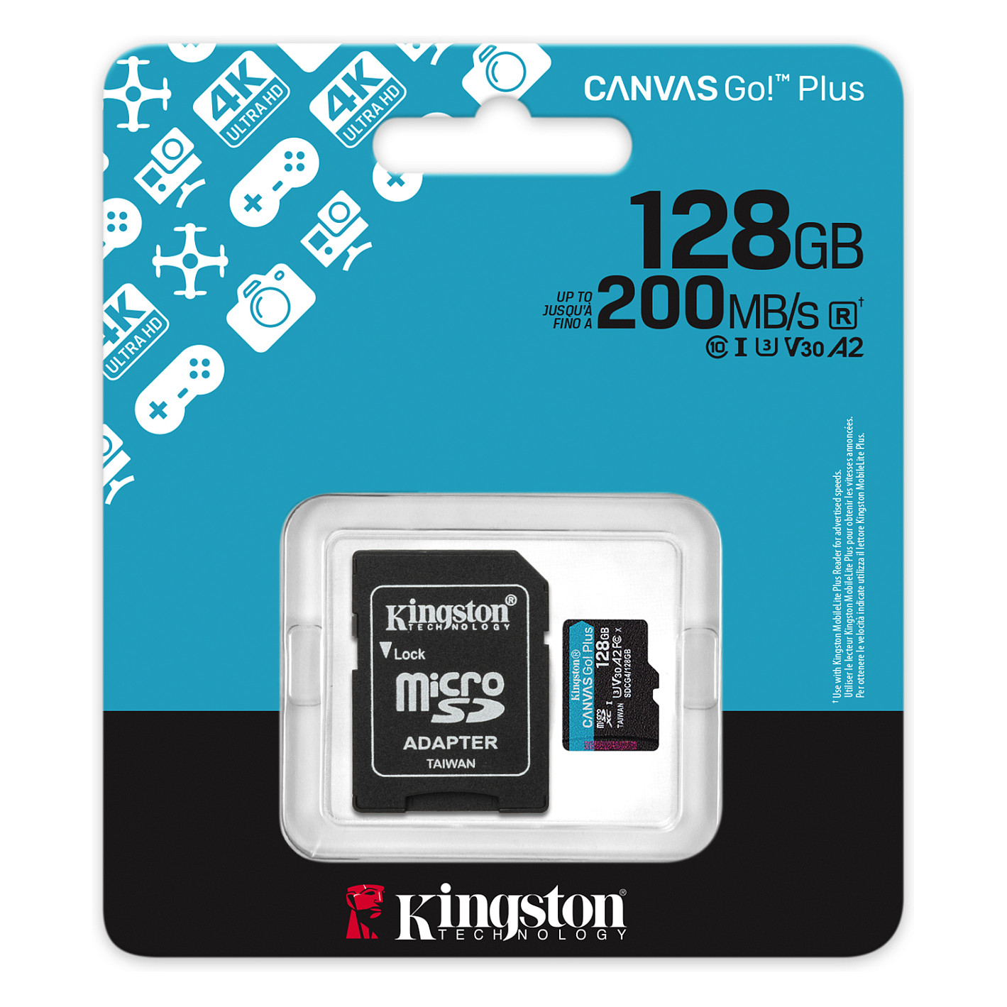Kartë Memorie Kingston Canvas Go! Plus Gen4 / 128GB / microSDXC / UHS-I / 200 MB/s / A2 / U3 / V30 - Zezë - 5