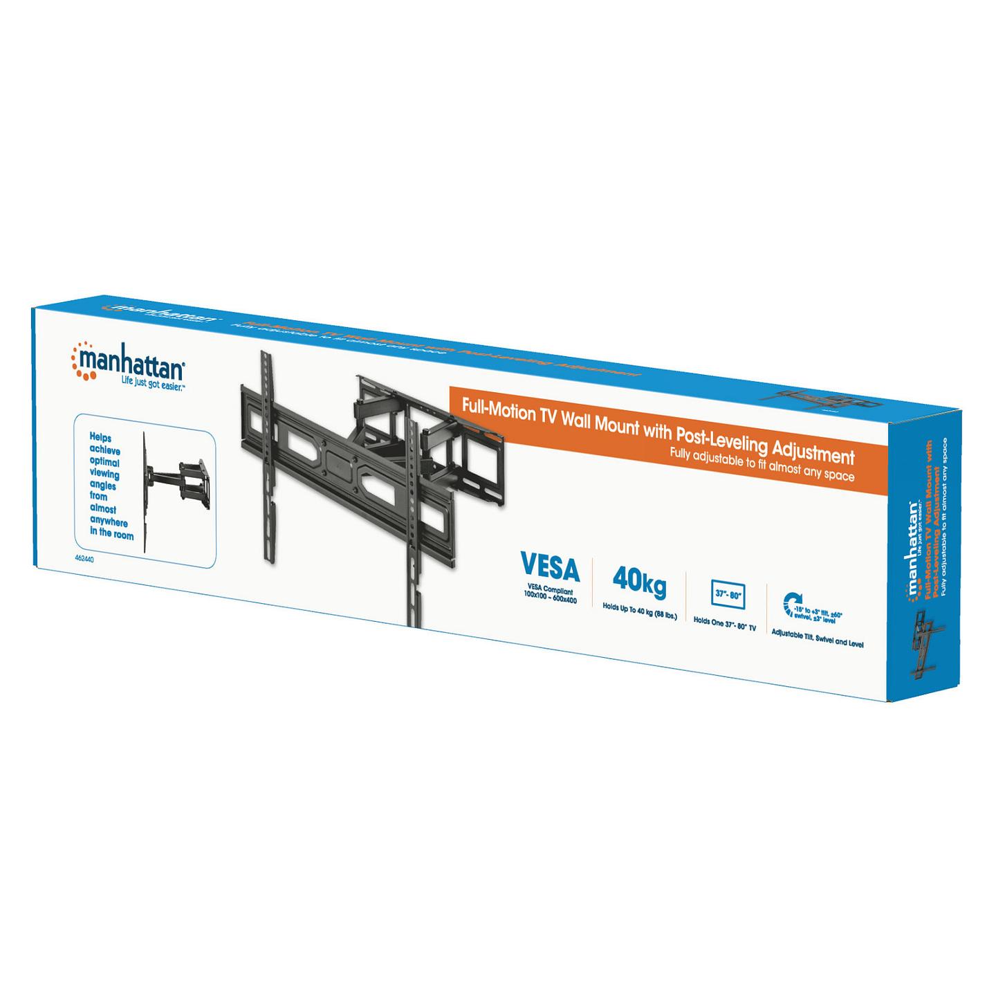 Mbajtëse për TV Manhattan 462440, 37"–80", Full Motion, 40kg, VESA 600×400 - Zezë - 10