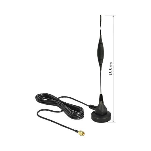 Antena për rrjet Delock 12422, GSM/UMTS, 5dBi, Omnidireksionale, SMA Male, RG-174 3m - Zezë