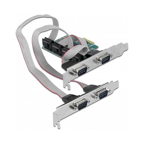 Kartë Zgjerimi PCI Express Delock 90410 / PCIe 1.1 x1 / 4x RS-232 DB9 / 115.2Kbps / Low Profile