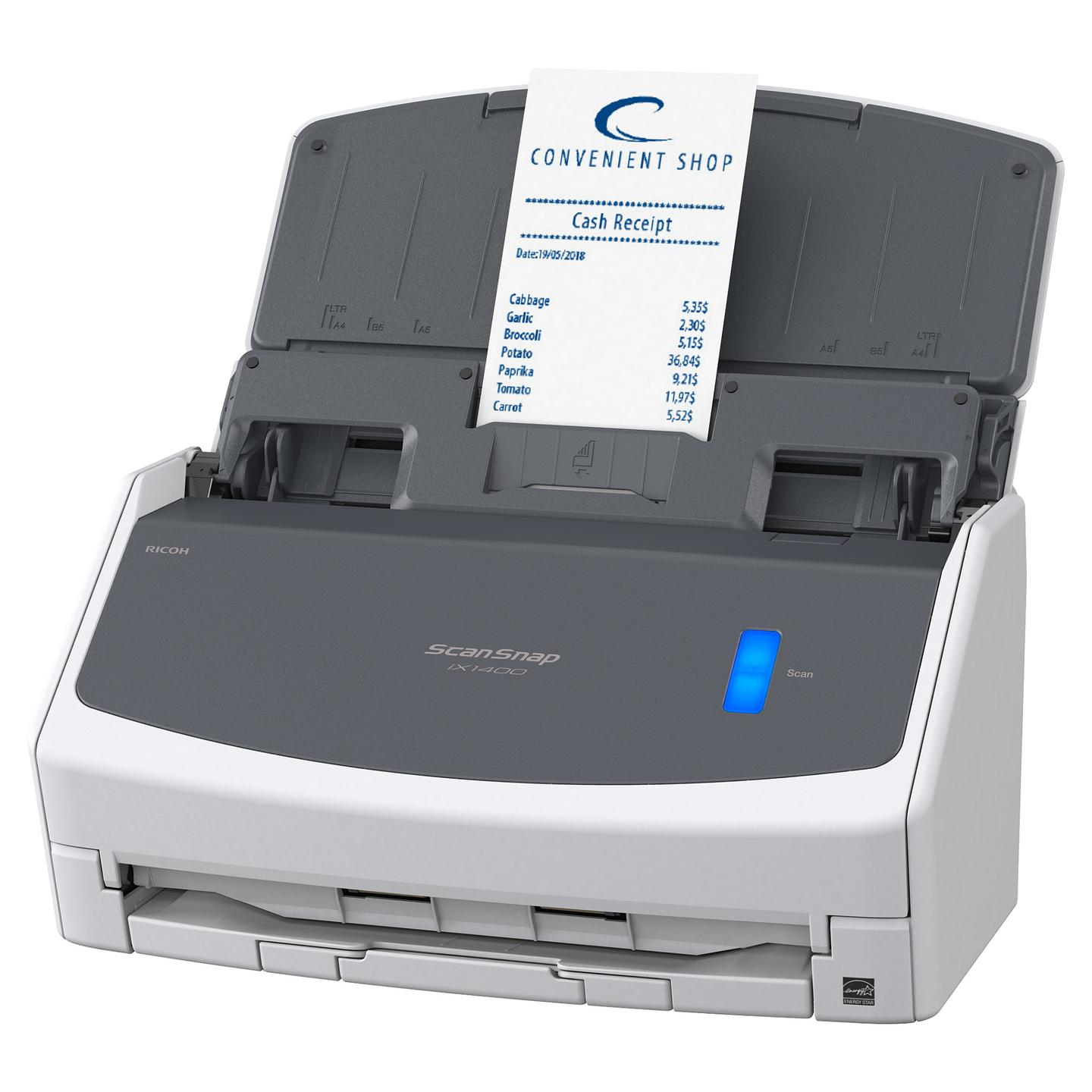 Skaner Ricoh ScanSnap iX1400 / A4 / Colour CIS / 600 × 600 DPI / Duplex / 40 ppm / ADF 50 Fletë / USB 3.2 - Bardhë/Gri - 4
