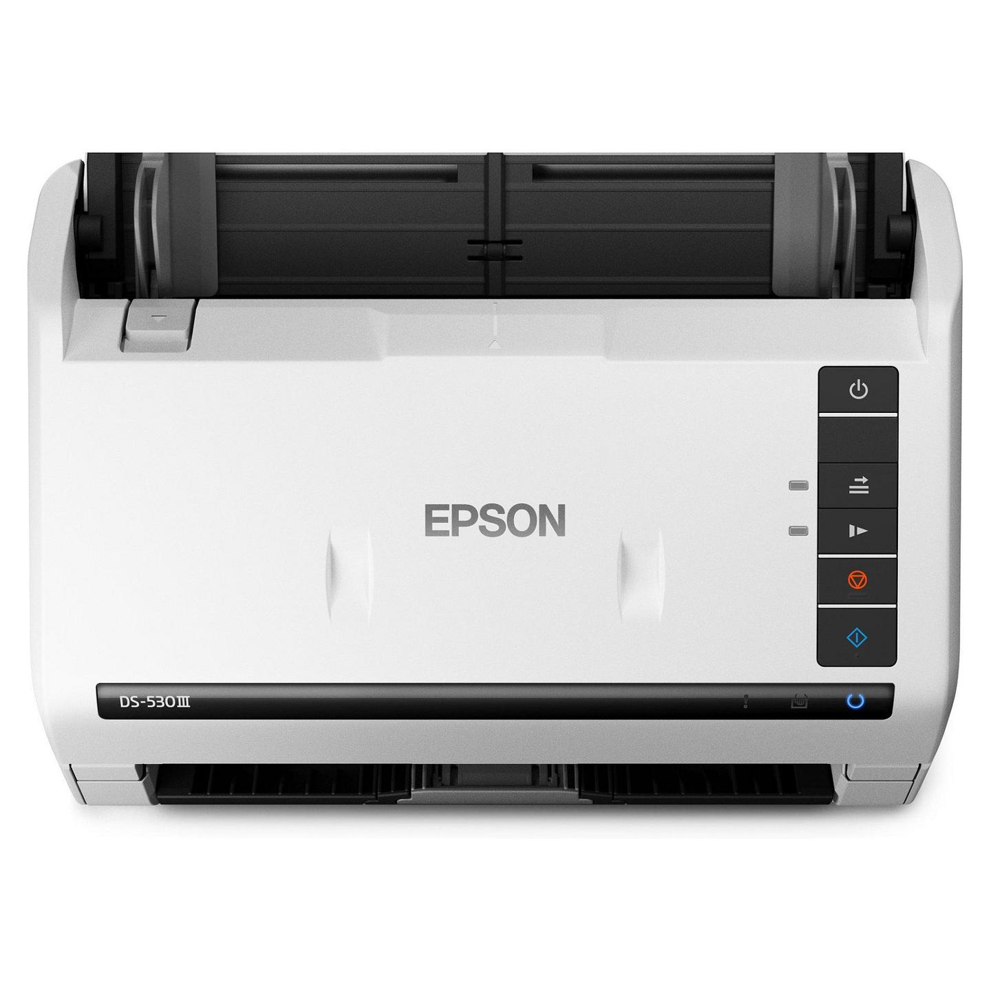 Skaner Epson WorkForce DS-530III / A4 / CIS / 600 × 600 DPI / Duplex / 40 ppm / ADF 60 Fletë / 6500 Faqe/Ditë / USB 3.2 - Bardhë - 6
